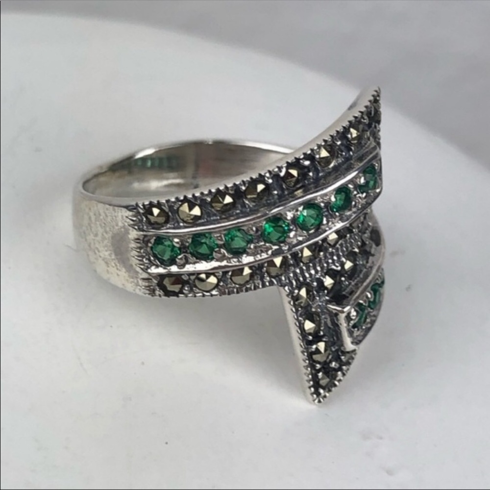 STERLING AND CZs AND MARCASITE RING - Picture 3 of 6